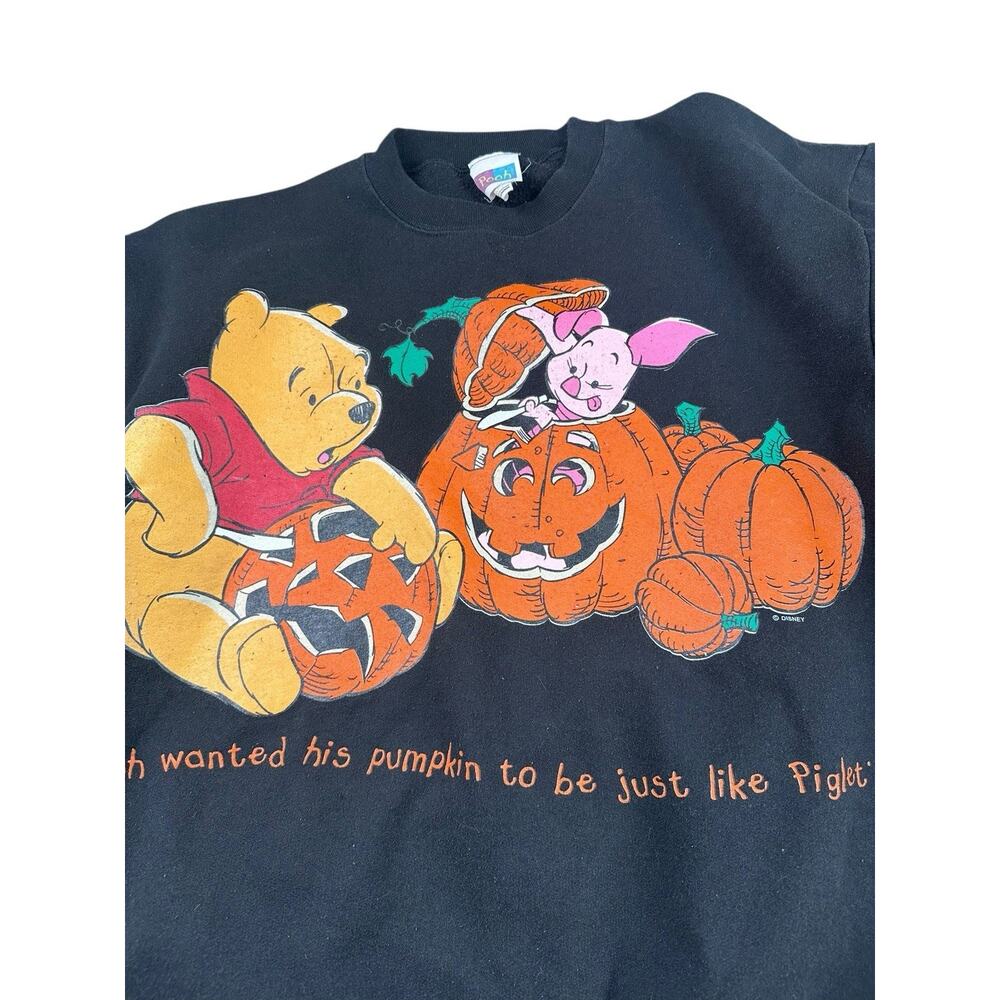Winnie The Pooh & Piglet Disney Vintage Halloween Sweatshirt XL READ - Picture 3 of 11